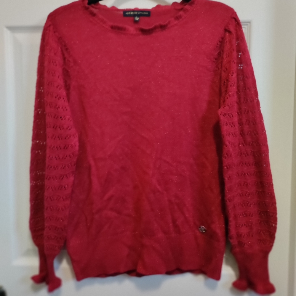 Adrianne Vittadini dressy red sweater with metallic threading women's si…